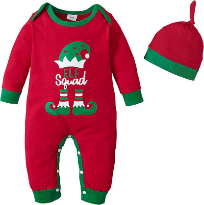 Christmas Baby Romper Outfit Footless Jumpsuit Merry Christmas One-Piece Romper Long Sleeve Boy Girl Clothes