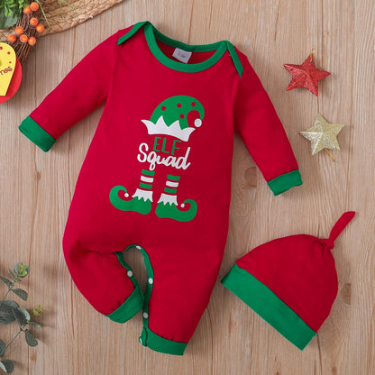 Christmas Baby Romper Outfit Footless Jumpsuit Merry Christmas One-Piece Romper Long Sleeve Boy Girl Clothes