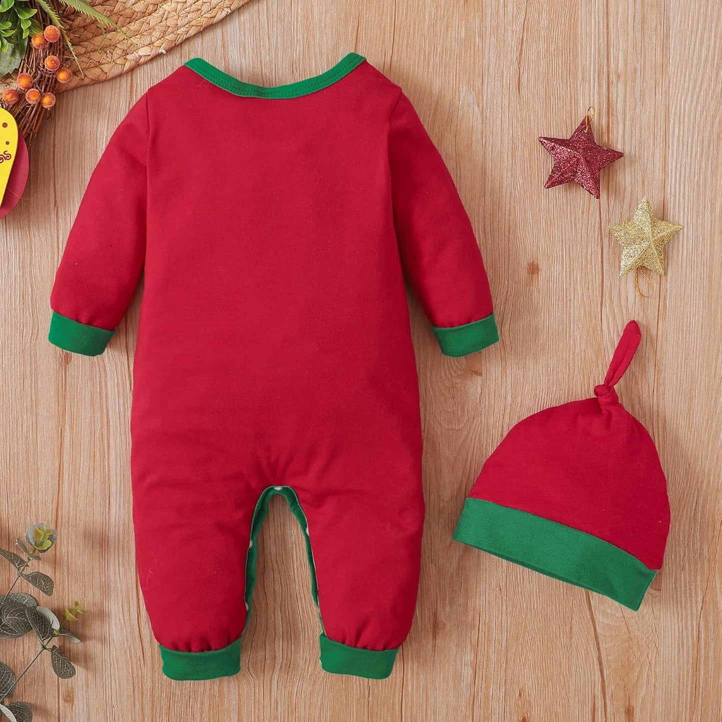 Christmas Baby Romper Outfit Footless Jumpsuit Merry Christmas One-Piece Romper Long Sleeve Boy Girl Clothes